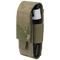 The Condor Universal TQ Pouch in Scorpion OCP features a hook-and-loop flap and elastic strap to securely hold a black tourniquet, all in a camouflage-patterned design.